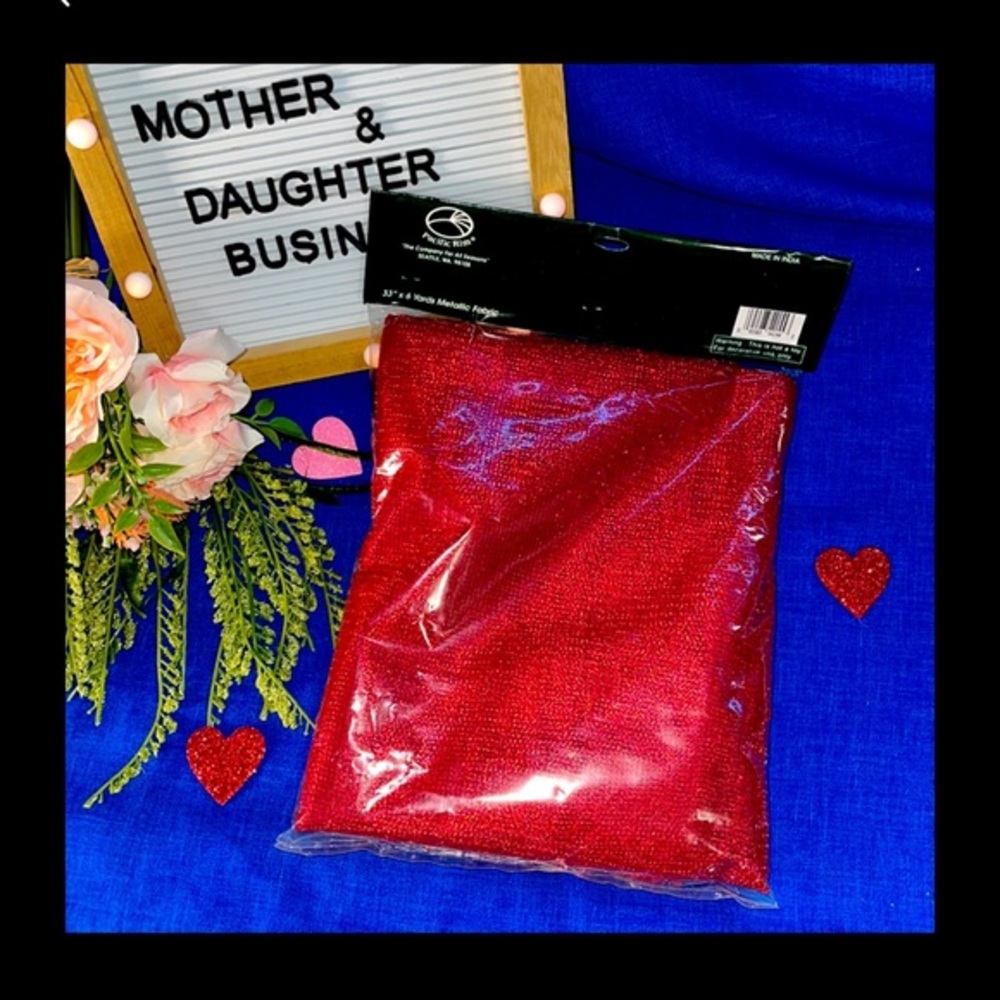 Metallic RED Fabric Shiny 33”x6 yards Sold By Pacific Rim Vintage